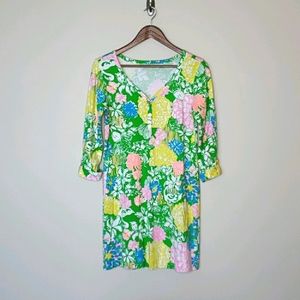 Lilly Pulitzer Dress Floral Pima Cotton Medium